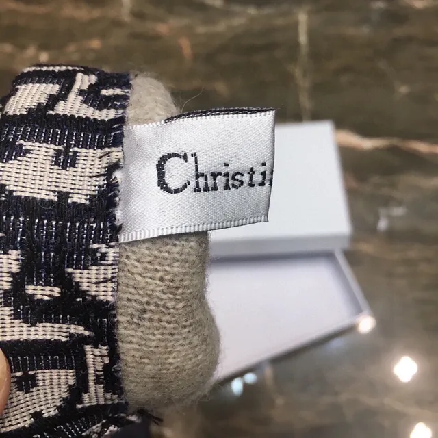 Dior Negro Marino Palma Suave Monogram Oblíquo Puño de Punto Guantes de Cuero 8