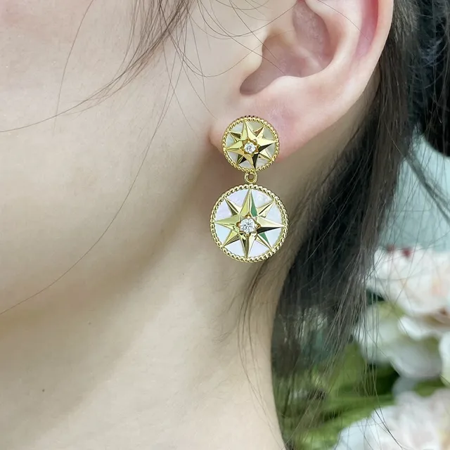 Dior Rose des Vents boucles d'oreilles à motif étoile à double goutte 9