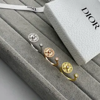 Dior Rose des Vents सोना चाँदी ओपन-कफ कंपास-स्टार मोटिफ अंगूठी