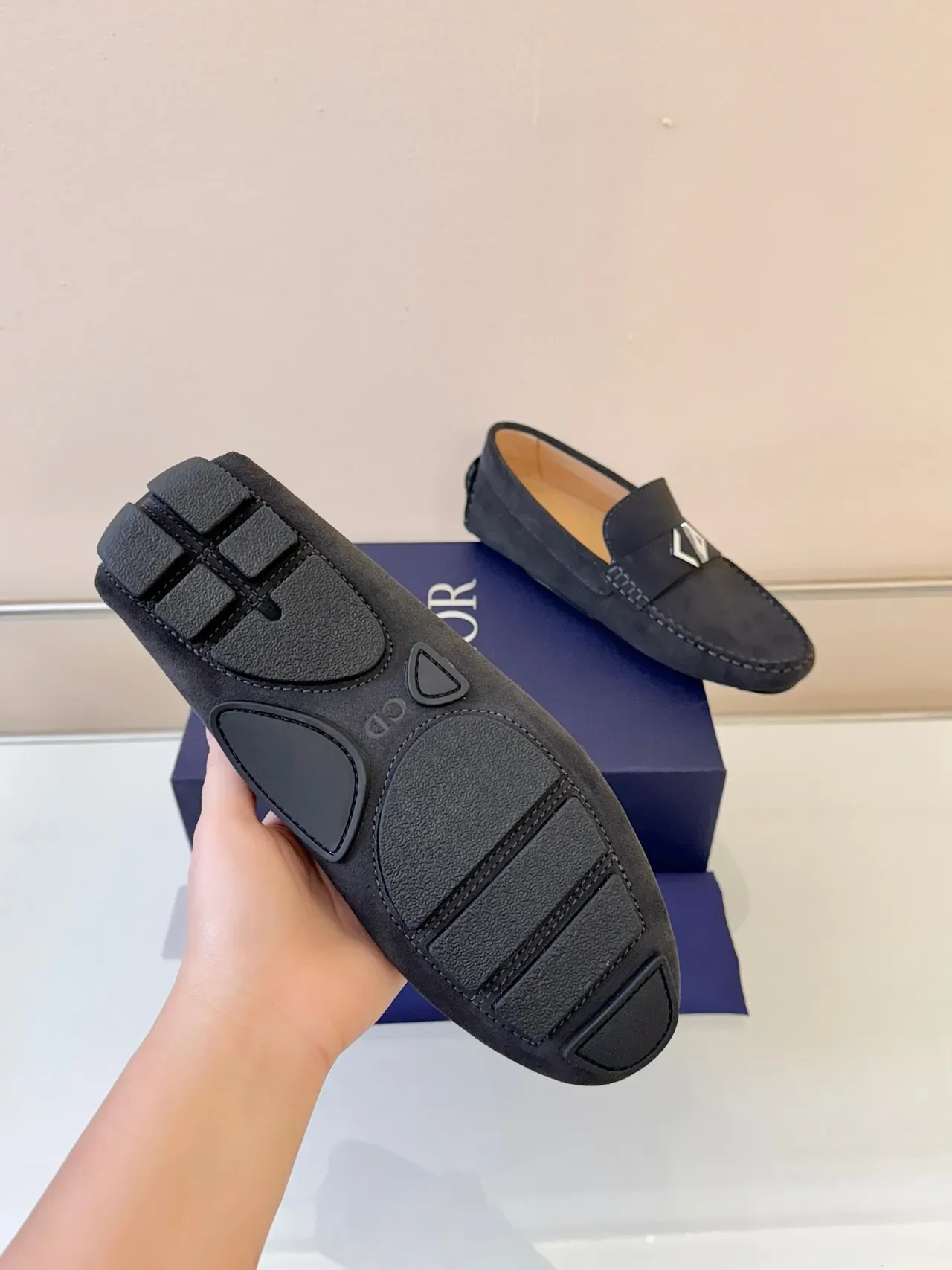 Dior Loafers de Selle Daim Gris Foncé 5