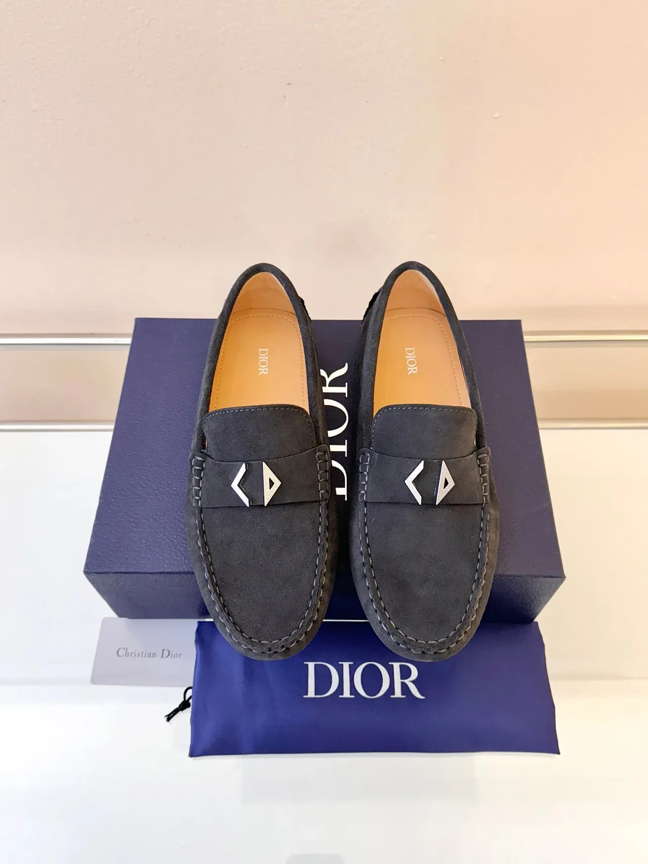 Dior Loafers de Selle Daim Gris Foncé 6