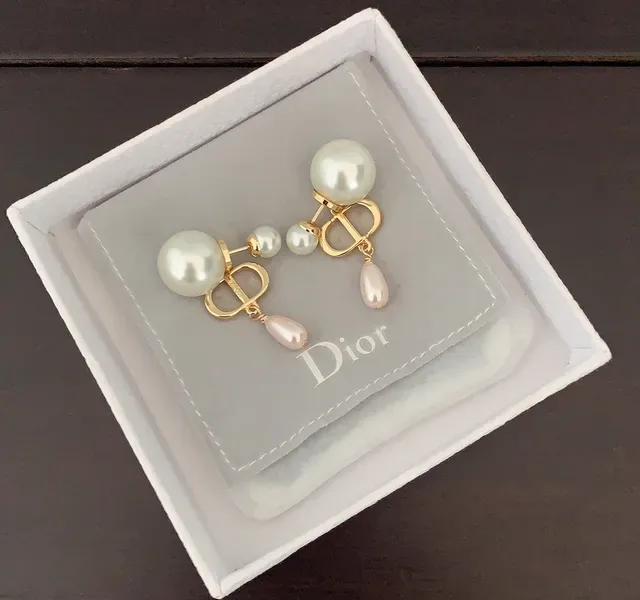Dior Tribales Gold-Tone Double Pearl Dangle Earrings 2