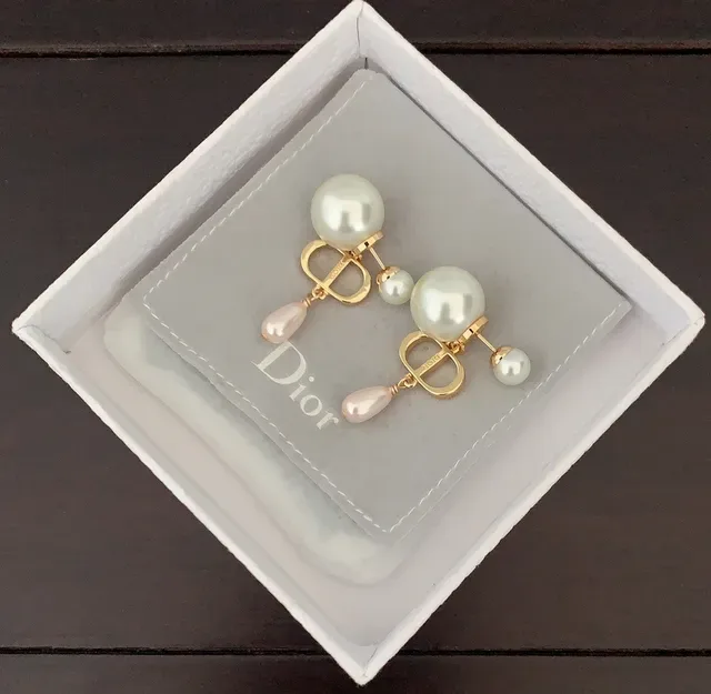 Dior Tribales Gold-Tone Double Pearl Dangle Earrings 3
