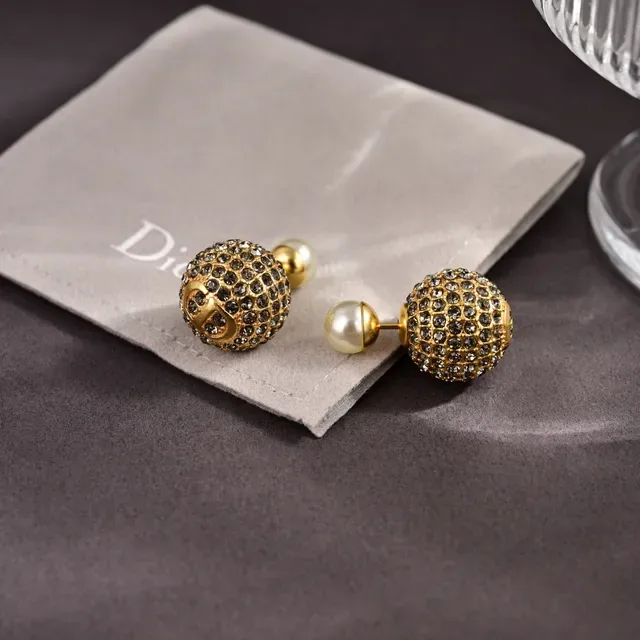 Dior Tribales Matte Gold-Tone Crystal and Pearl Double-Sided Earrings 3