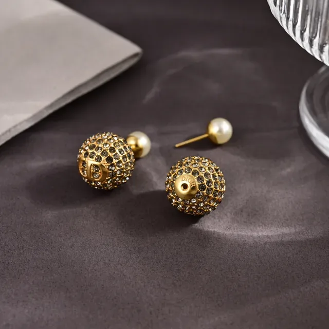 Dior Tribales Matte Gold-Tone Crystal and Pearl Double-Sided Earrings 5