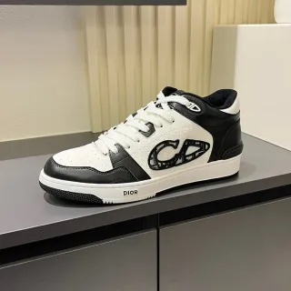 Dior 白黑低帮皮革镂空混合生活方式运动鞋
