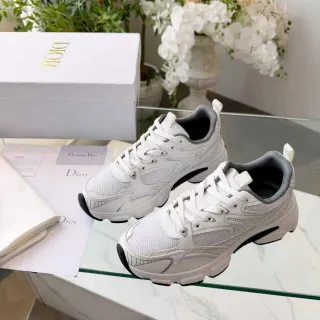 Dior Sneakers Blanches Grises Maille Et Synthétique Overlay Sola Sculptée Chunky Sneakers