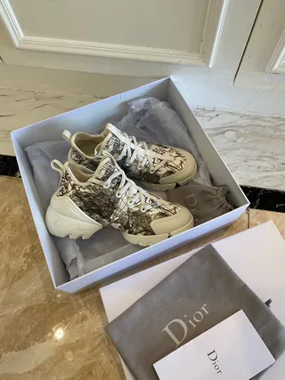 Dior White Multicolor High-Top Printed Monochrome Upper Chunky Sneakers 2