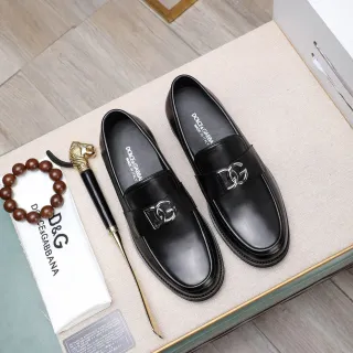 Dolce & Gabbana Preto Prata Couro Polido Metal DG Fivela Cinto Mocassim