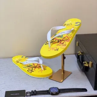 Dolce & Gabbana Pantoufles à Impressions Graphiques Jaunes