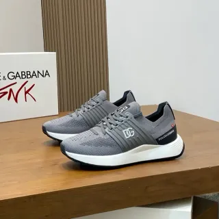 Dolce & Gabbana ধূসর সাদা নিট মেশ উপর স্ট্রাকচার্ড সাইড স্ট্র্যাপ লাইফস্টাইল স্নিকার