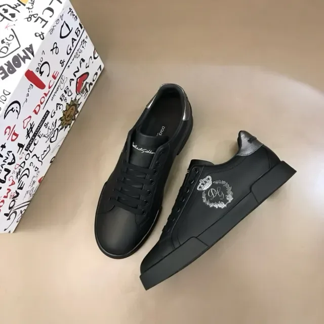 Dolce & Gabbana Portofino 黑色和银色生活方式运动鞋 2