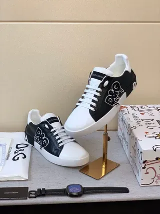 Dolce & Gabbana Portofino Baskets lifestyle noires et blanches low-top color-block 1