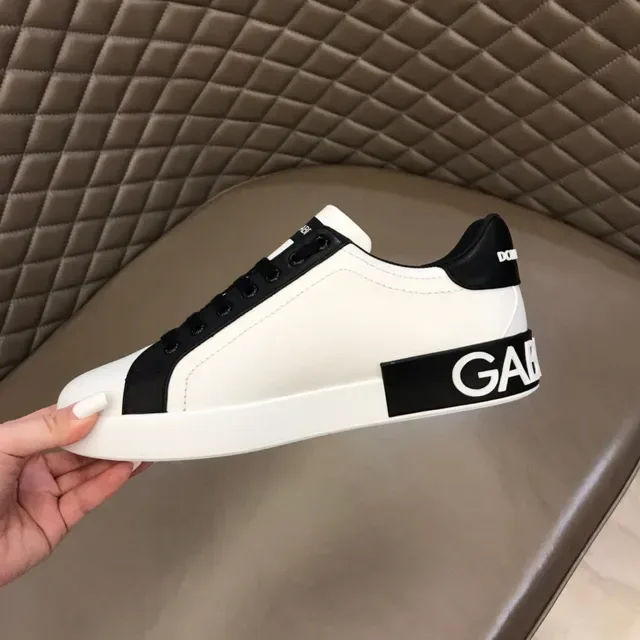 Dolce & Gabbana White Black Low-Top Graphic-Logo Lifestyle Sneakers 3