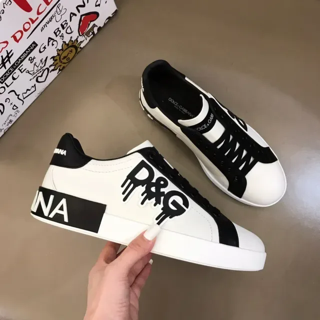 Dolce & Gabbana White Black Low-Top Graphic-Logo Lifestyle Sneakers 6
