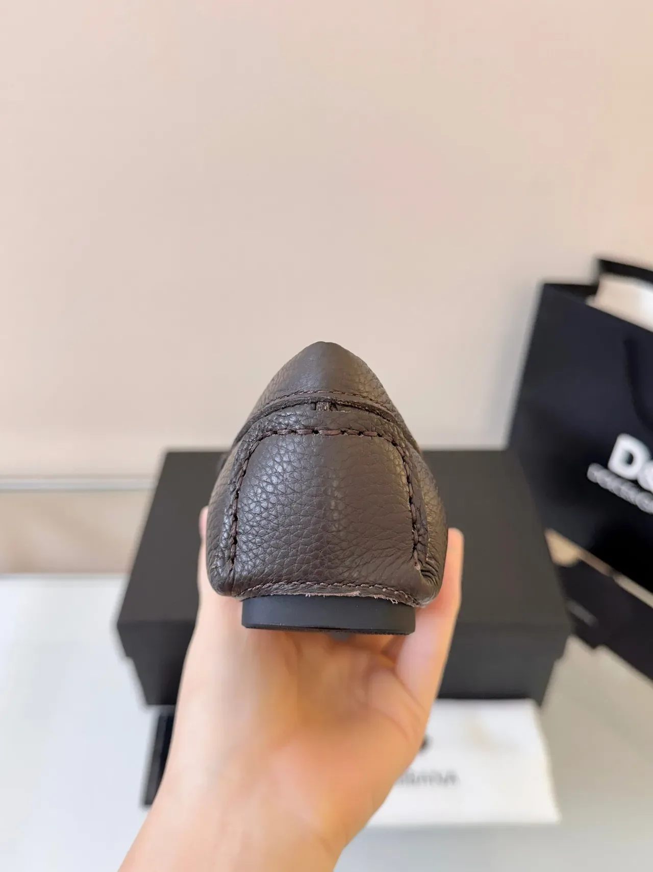 Dolce & Gabbana 棕色银色压纹皮革金属 DG 扣 乐福鞋 4