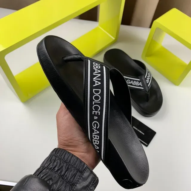 Dolce & Gabbana Logo-Band منصة أحذية منزلية أسود أبيض شرائط كعب 3