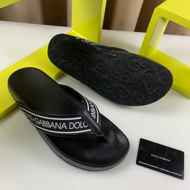 Dolce & Gabbana Logo-Band منصة أحذية منزلية أسود أبيض شرائط كعب 4