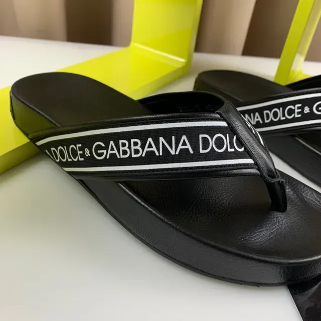 Dolce & Gabbana Logo-Band منصة أحذية منزلية أسود أبيض شرائط كعب 5