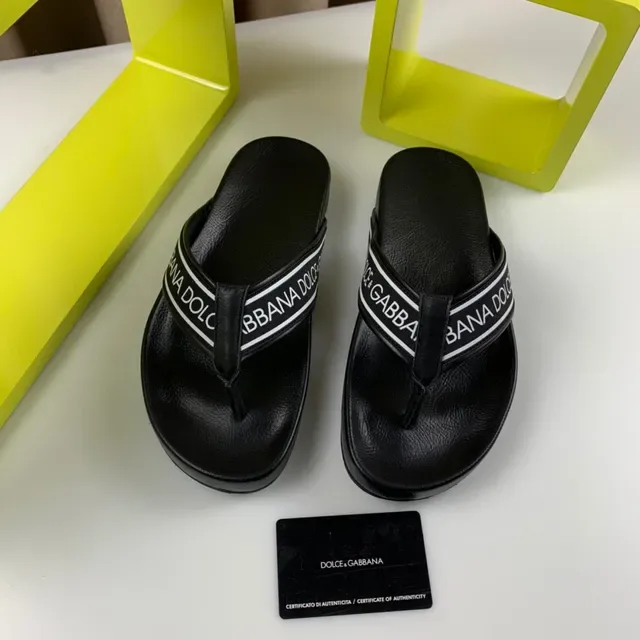 Dolce & Gabbana Logo-Band منصة أحذية منزلية أسود أبيض شرائط كعب 7