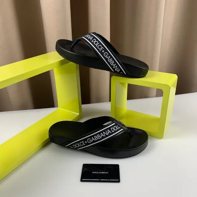Dolce & Gabbana Logo-Band منصة أحذية منزلية أسود أبيض شرائط كعب 8