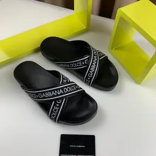 Dolce & Gabbana Logo-Band Slide Sandales noir et blanc bride silhouette pantoufles