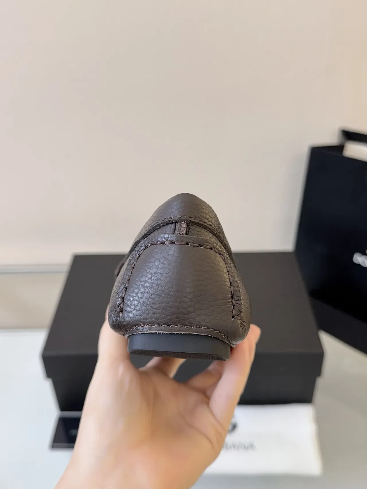 Mocassins Dolce & Gabbana Portofino Marron Cuir Pebbled Mors 4