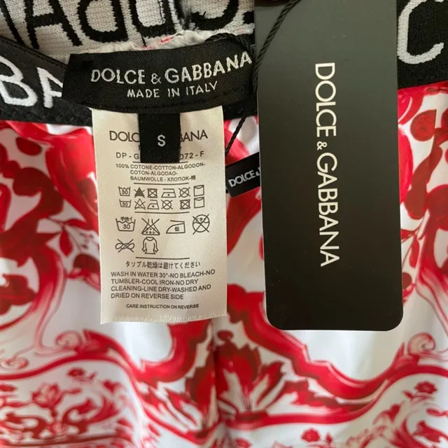 Dolce & Gabbana Top de banho sem tiras com estampado barroco vermelho e branco 3