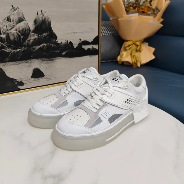 Dolce & Gabbana White Gray Chunky Translucent Sole Perforated Toe Panel Lifestyle Sneakers 6