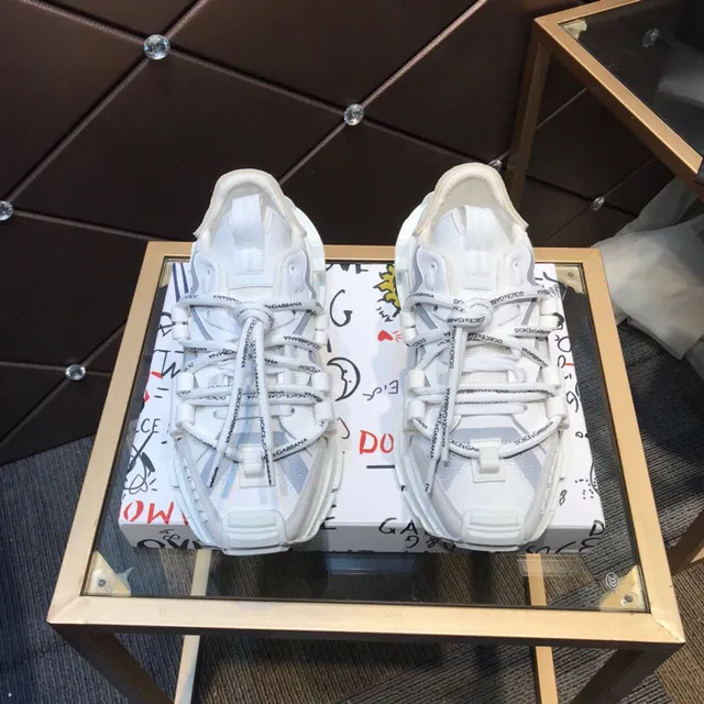 Dolce & Gabbana White Gray Sole Multi-Strap Overlay Chunky Sneakers 9