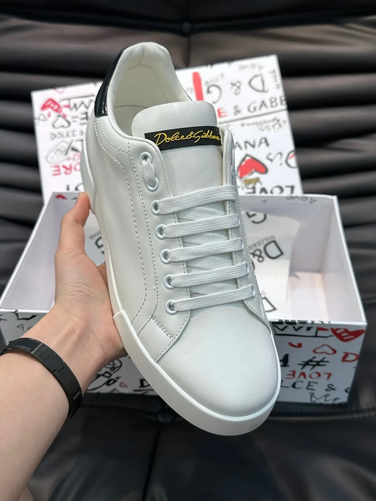 Dolce & Gabbana Tênis Lifestyle de Couro Branco Low-Top 6
