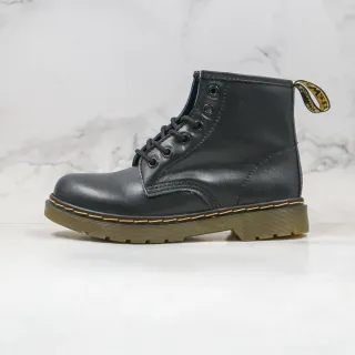 Dr. Martens 1460 Black Smooth Leather Yellow Stitch Martin Boots