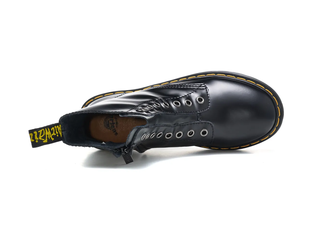 Dr. Martens 1460 Smooth Black Leather Yellow-Stitched Martin Boots 2