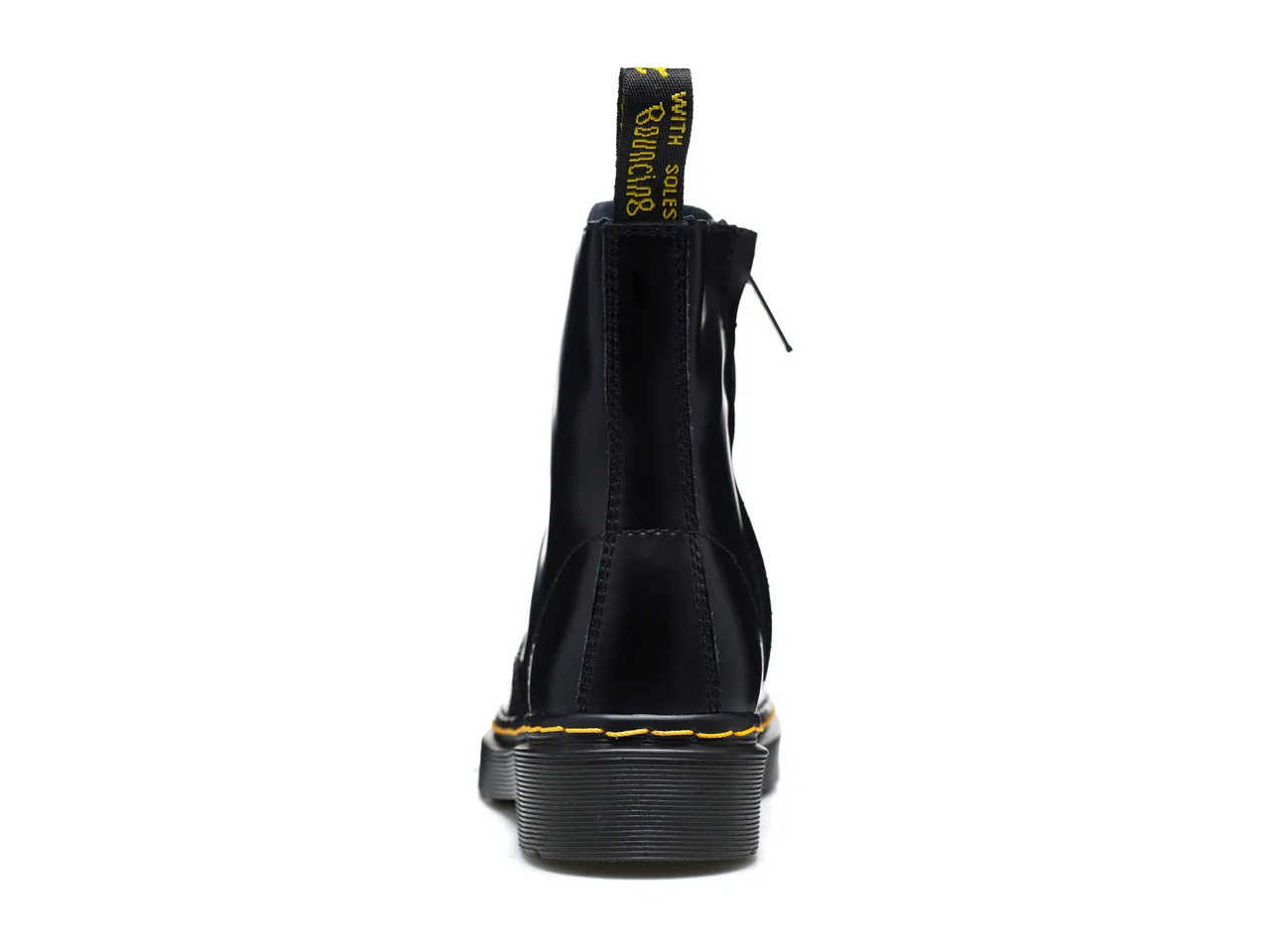Dr. Martens 1460 Smooth Black Leather Yellow-Stitched Martin Boots 5