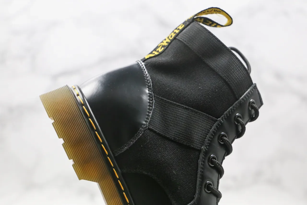Dr. Martens কালো মিশ্রিত উপাদান লেস-আপ অ্যাঙ্কেল বুট 4