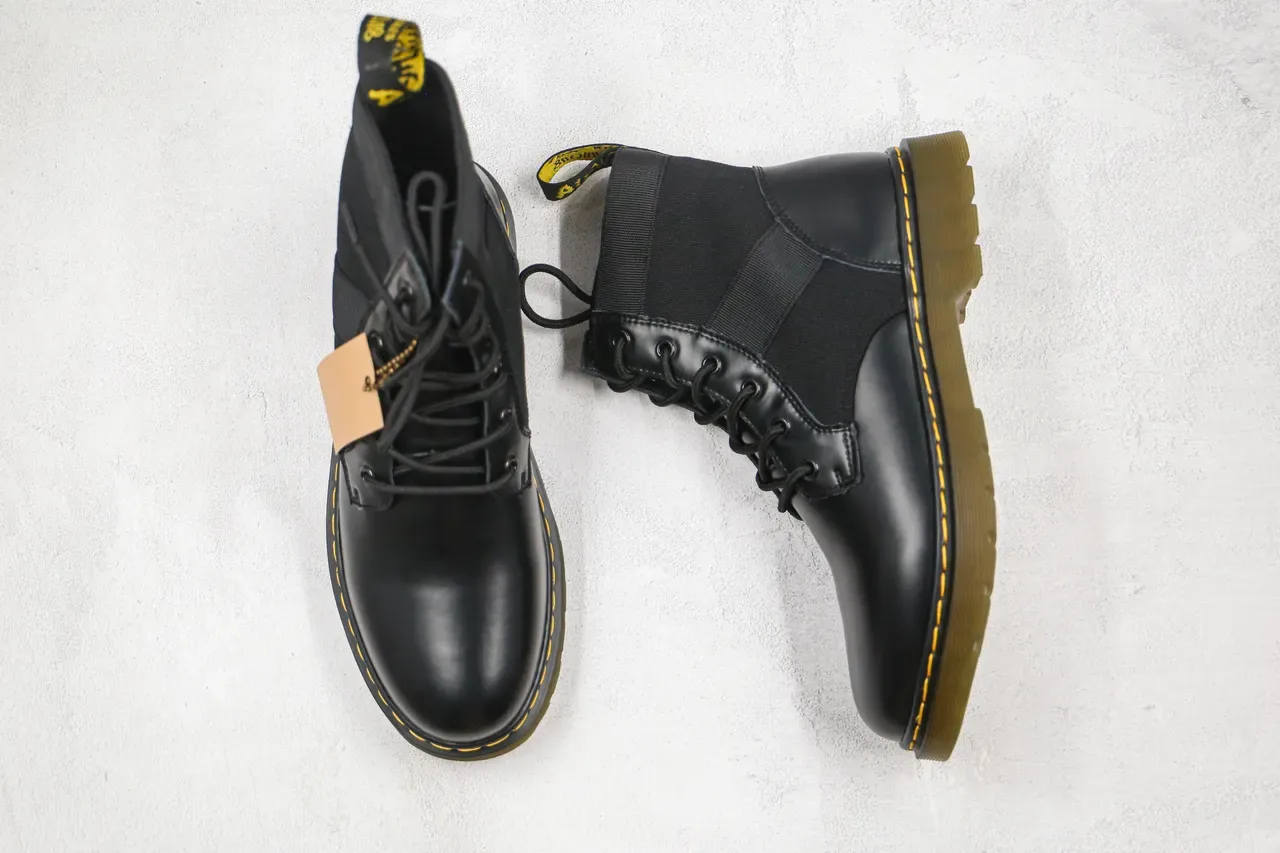 Dr. Martens কালো মিশ্রিত উপাদান লেস-আপ অ্যাঙ্কেল বুট 8
