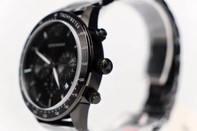 Emporio Armani Relógio Cronógrafo Preto Tachímetro Mecânico 2