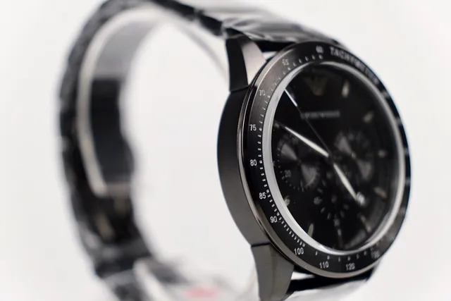 Emporio Armani Relógio Cronógrafo Preto Tachímetro Mecânico 3