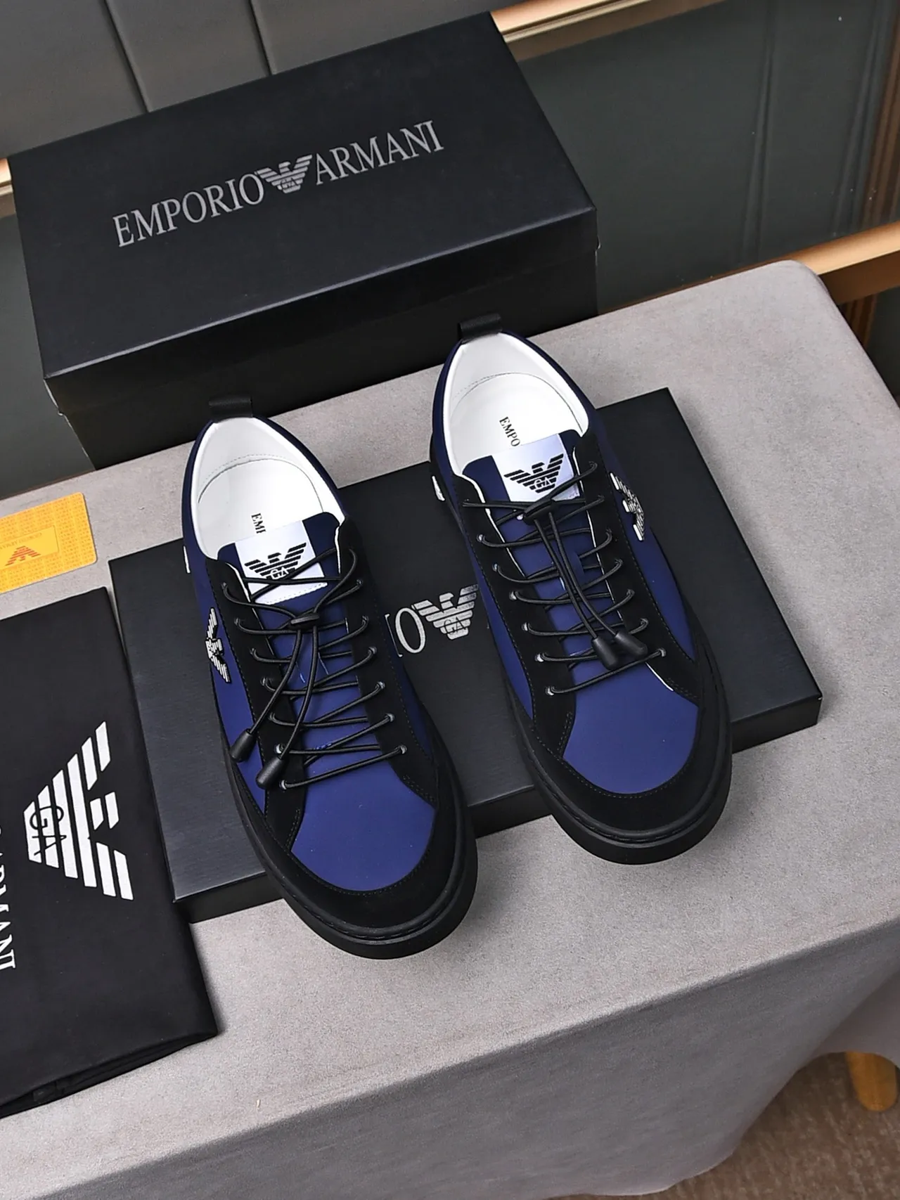 Emporio Armani Eagle Logo Navy and Black Lifestyle Sneakers 2