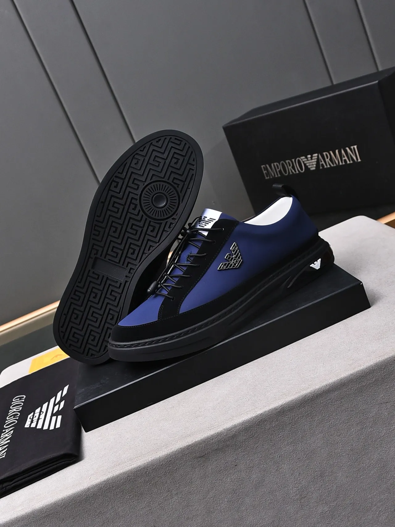 Emporio Armani Eagle Logo Navy and Black Lifestyle Sneakers 4