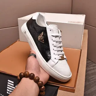 Emporio Armani Zapatilla de cuero con estampado de cocodrilo en dos tonos