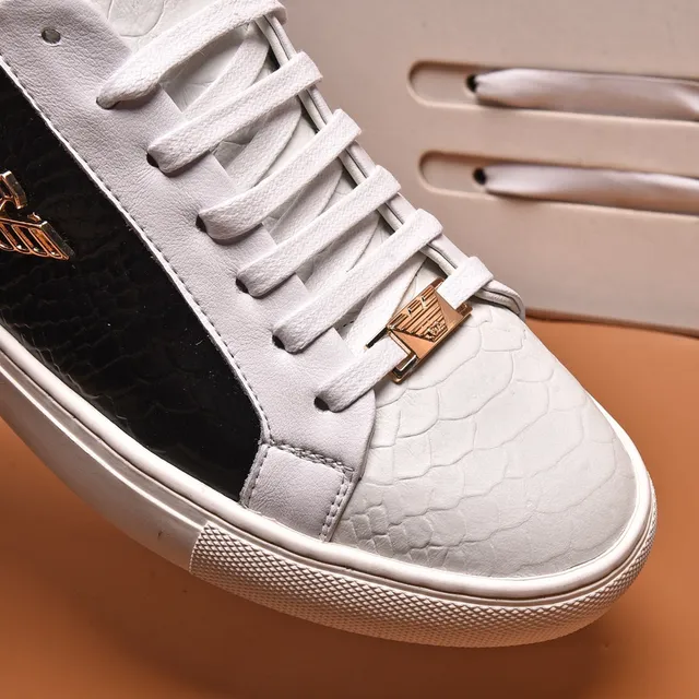 Emporio Armani Zapatilla de cuero con estampado de cocodrilo en dos tonos 3