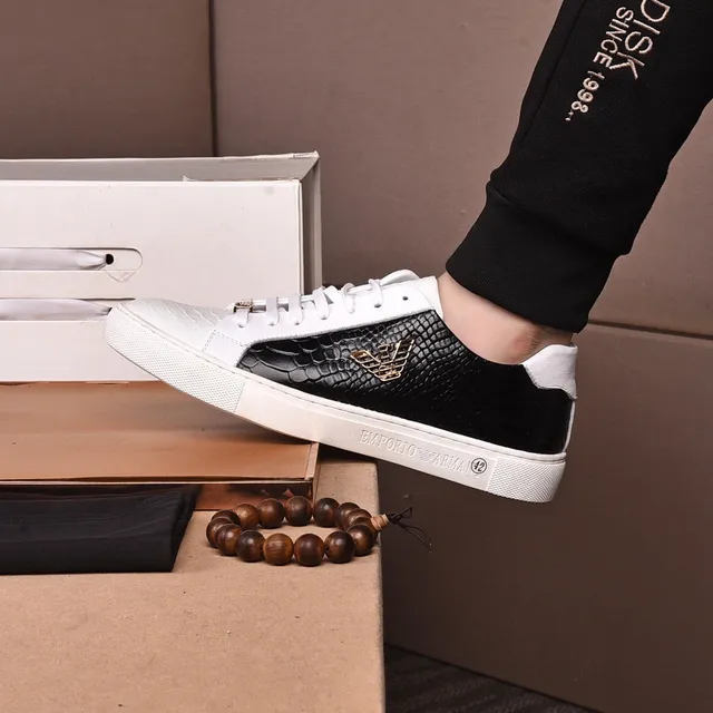 Emporio Armani Zapatilla de cuero con estampado de cocodrilo en dos tonos 6
