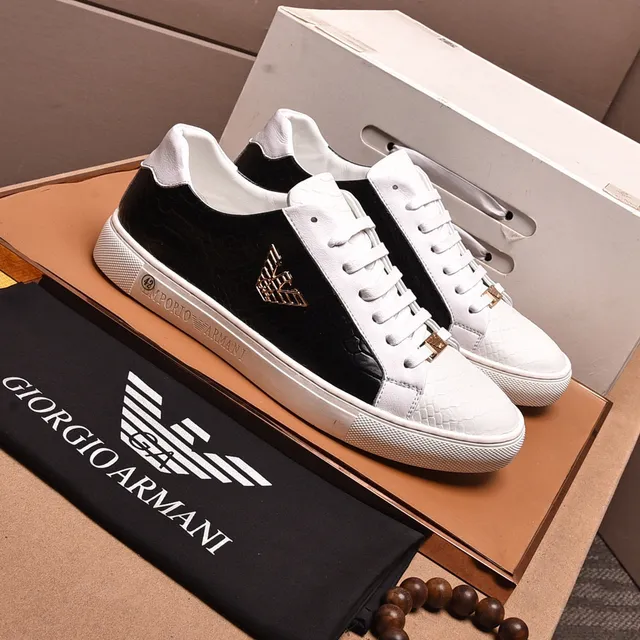Emporio Armani Zapatilla de cuero con estampado de cocodrilo en dos tonos 7