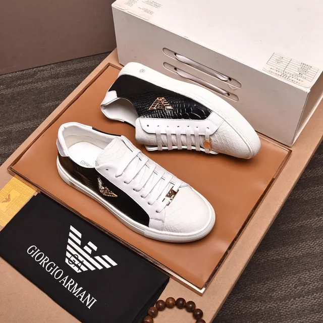 Emporio Armani Zapatilla de cuero con estampado de cocodrilo en dos tonos 8