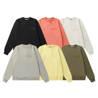 Fear of God Essentials Black Raglan Sleeves Embroidered Chest Logo Sweater
