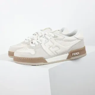 Fendi 米色白色低帮麂皮革混合上层生活方式运动鞋