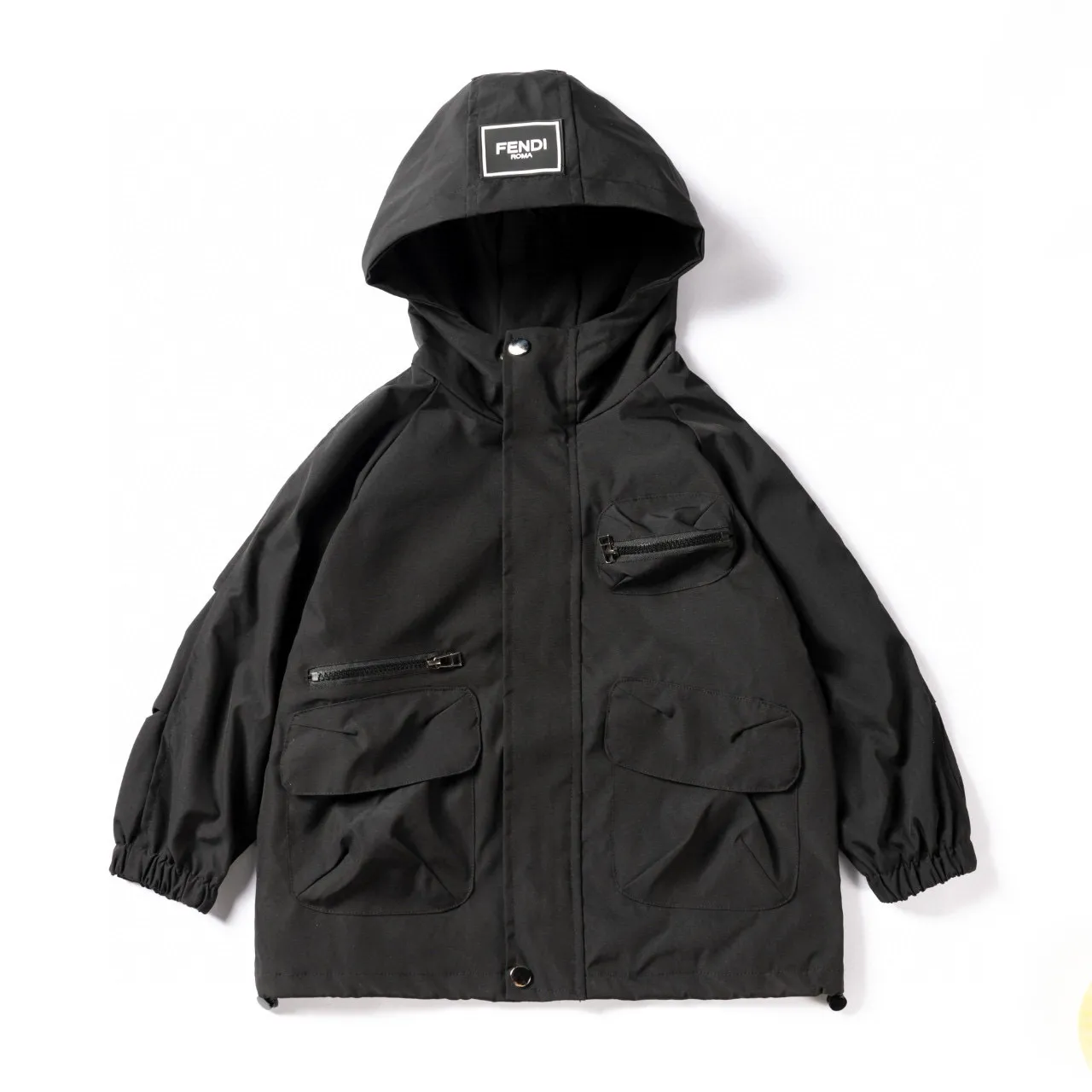 Fendi Veste à Capuche à Fermeture Éclair Avant Noir et Blanc 18