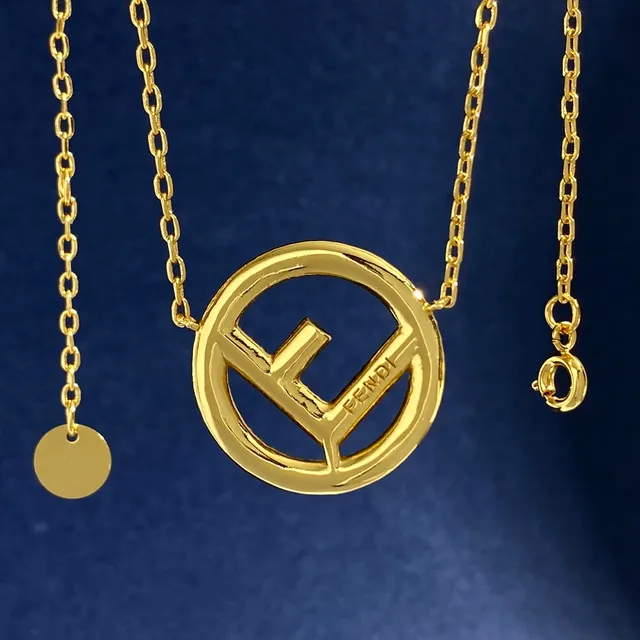 Fendi FF Circle Pavé Crystal Gold-Tone Necklace 3
