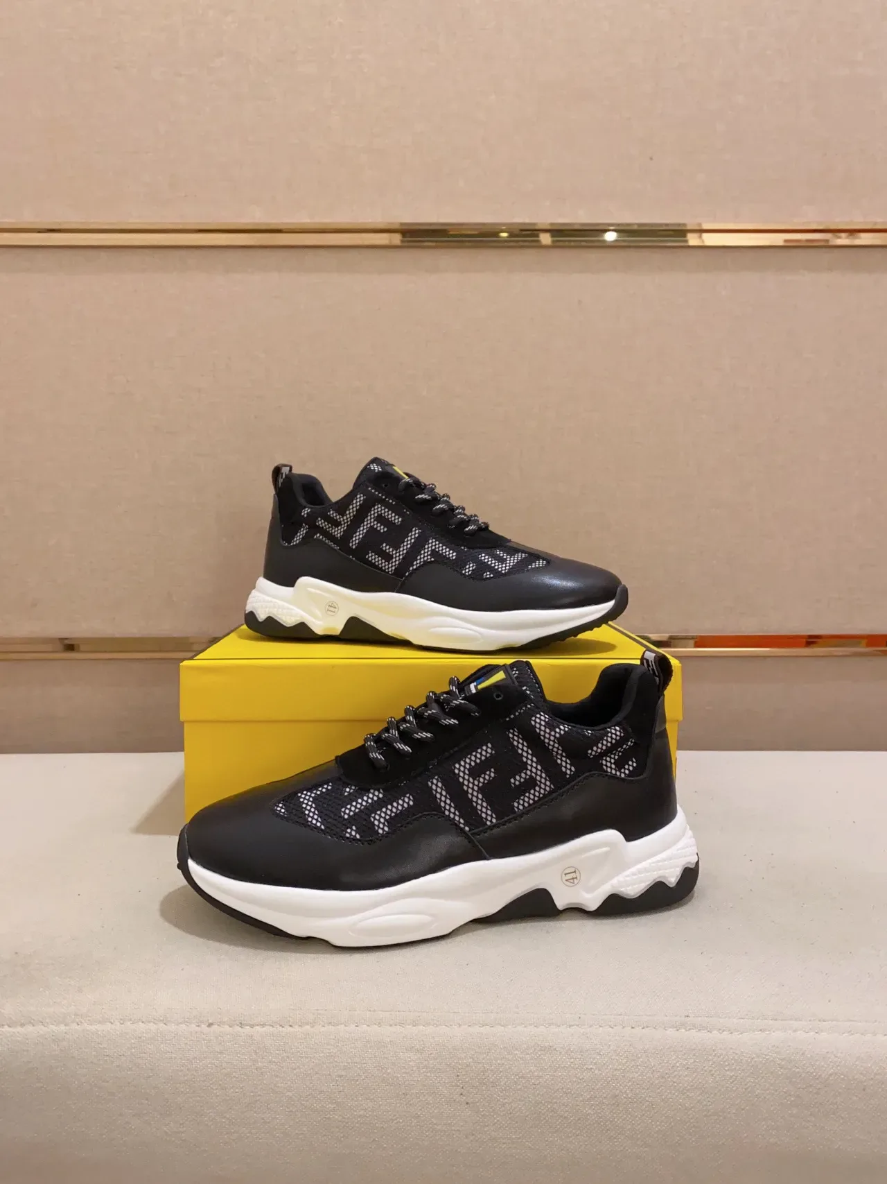 Fendi FF Logo Chunky Sneaker Black and White Chunky Sneakers 4